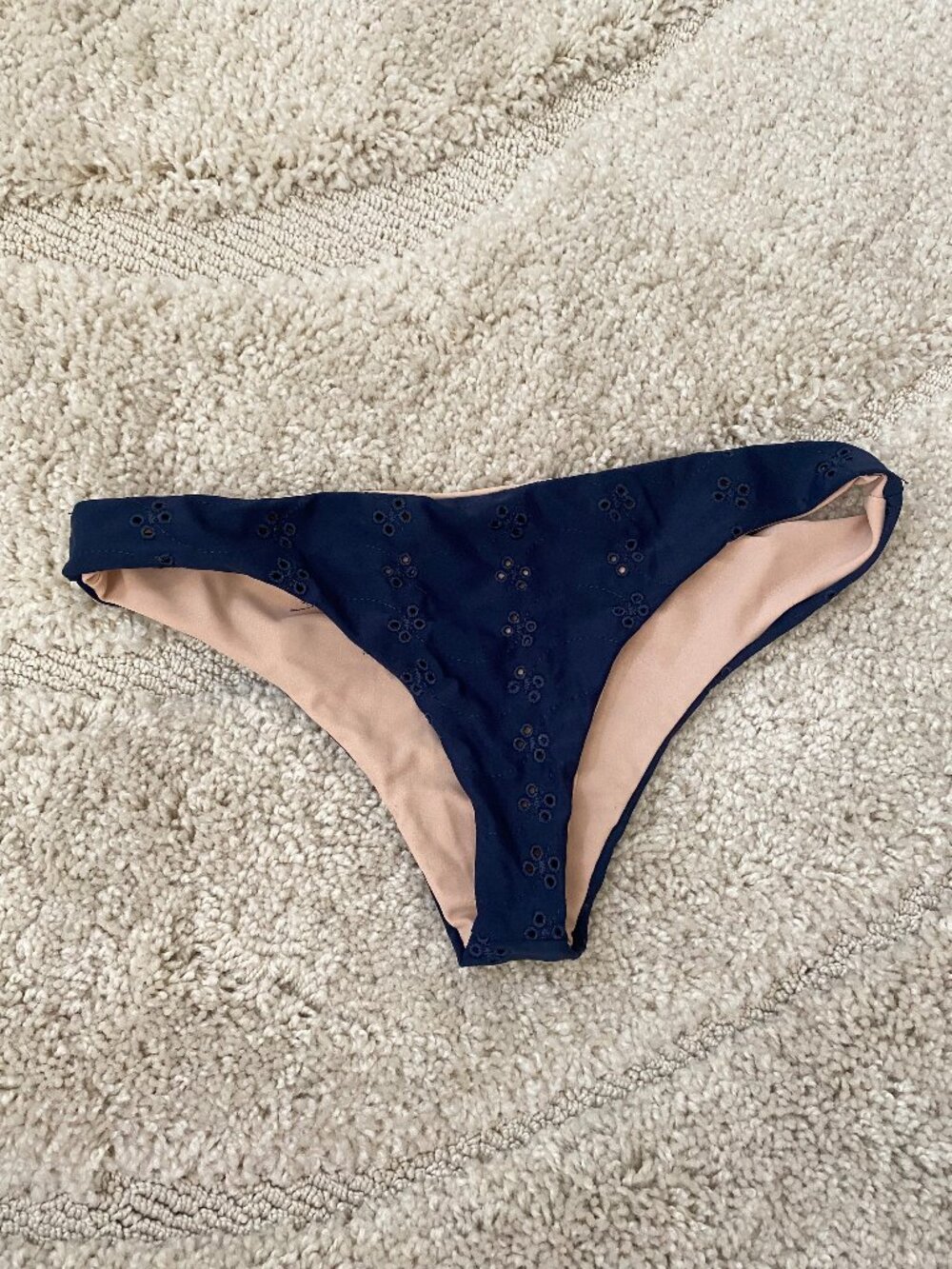 Lolli Eyelet Bikini Bottoms in Navy Blue Size M